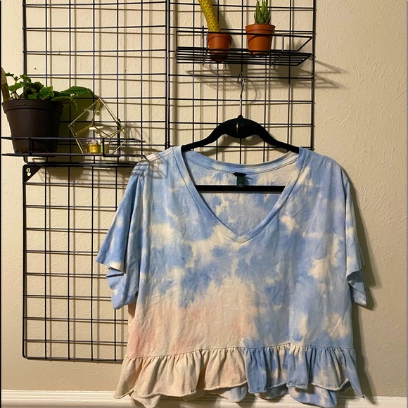 Cropped Tie Dye Ruffle Top - Picture 1 of 3